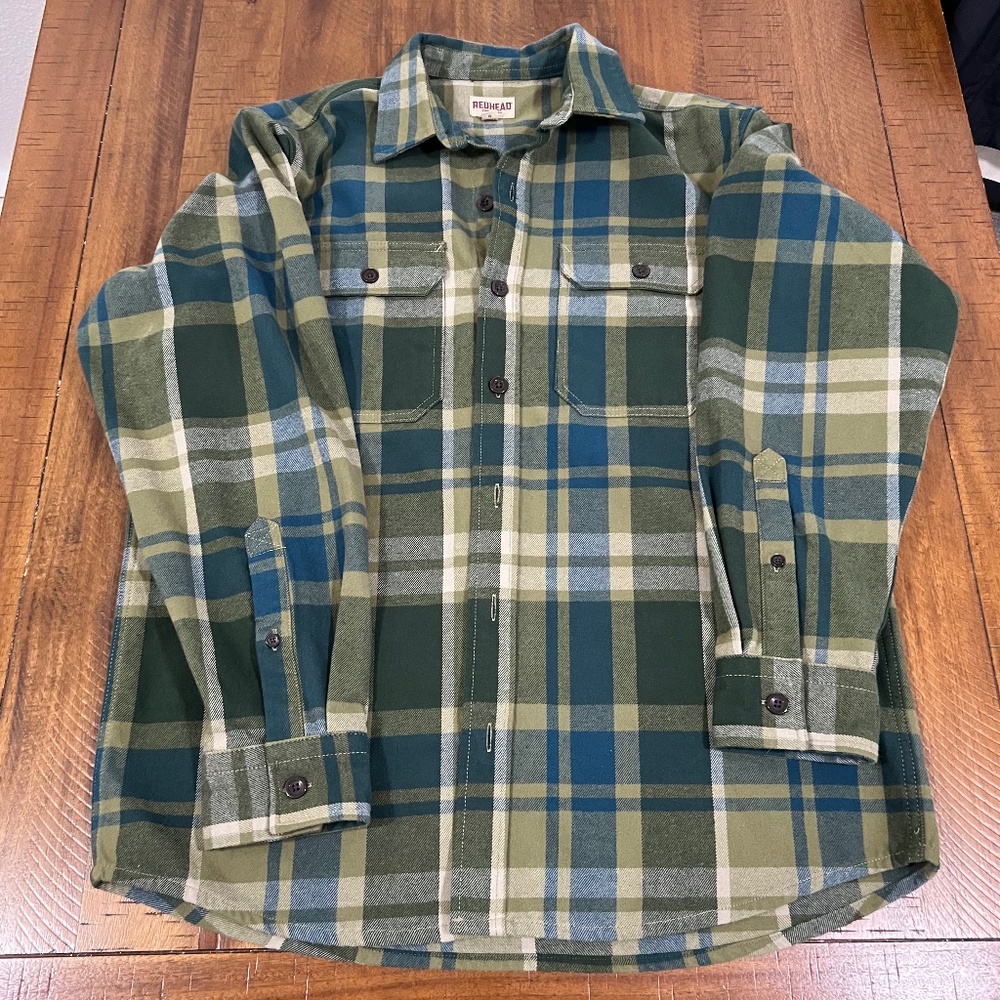 Men's OLIVE PLAID Ultimate Flannel Button Down Shirt NEW RedHead Size Large